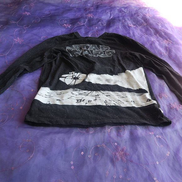 GAP kids Starwars moon spaceship long sleeved tee in black and white size small. - Picture 2 of 5